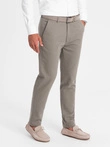 Classic men's chino pants with fine texture - dark beige V1 OM-PACP-0188