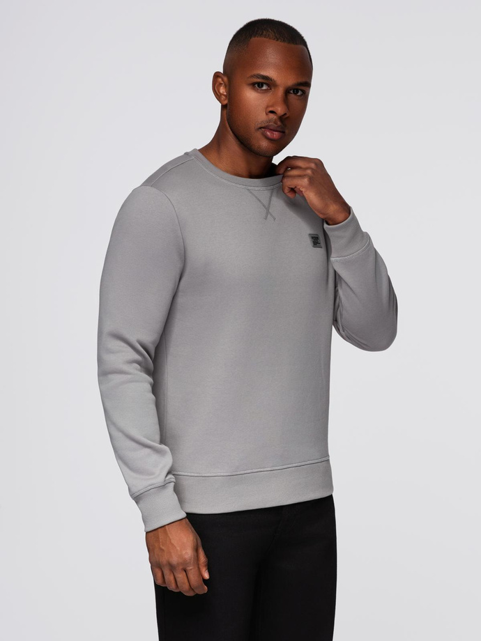 Men's classic round neck sweatshirt - grey V4 OM-SSNZ-0243
