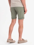 Men's classic denim shorts with rolled up leg - light olive V5 OM-SRDS-0162