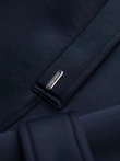 Minimalist men's mid-length coat with hood - navy blue V5 OM-COLC-0144