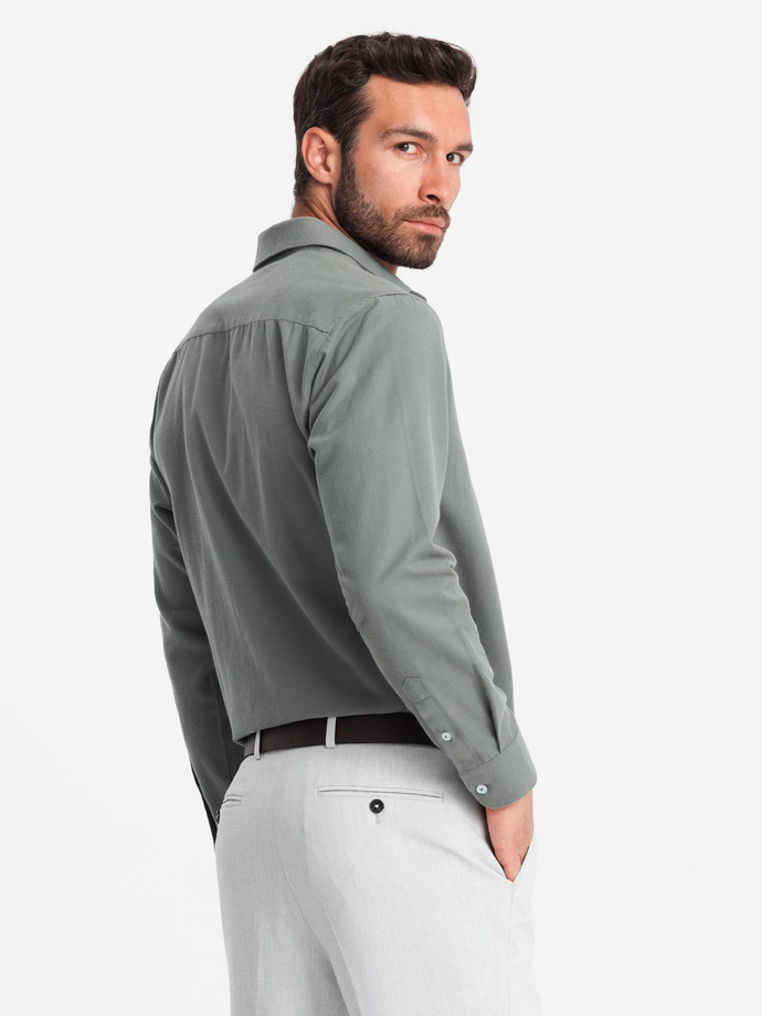 Pánská košile REGULAR FIT s kapsami - khaki V4 OM-SHCS-0148