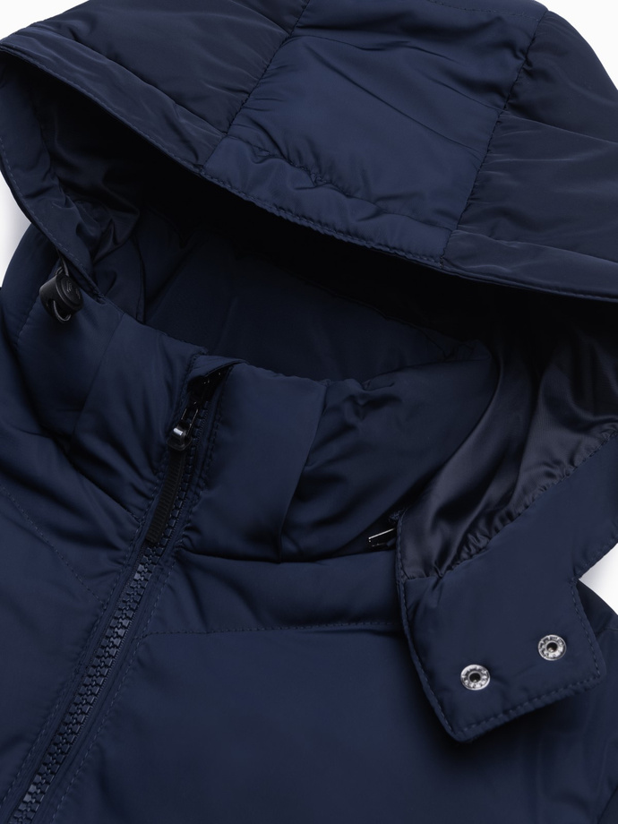 Jachetă de iarnă pentru bărbați cu matlasare neobișnuită - albastru marin V4 OM-JAHP-0127