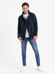 Unbuttoned men's sweatshirt with stand-up collar LONDON - navy blue B1362