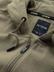Unzipped men's sweatshirt with hood and patch - olive V4 OM-SSZP-0140