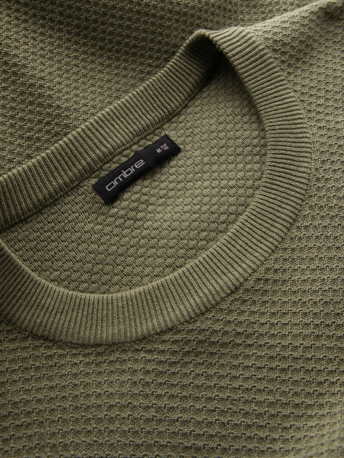 Men's RELAXED FIT knit sweater in diamond weave - olive V4 OM-SWSW-0110