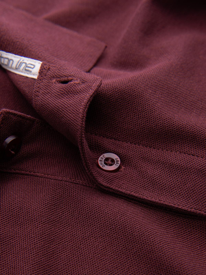Men's BASIC single-color pique knit polo shirt - maroon V10 OM-POBS-0100