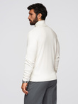 Men's knitted fitted turtleneck with viscose - ecru V3 OM-SWTN-0101