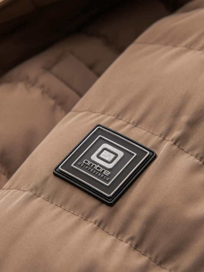 Vyriška dygsniuota striukė - smėlio spalvos V5 OM-JALP-0188