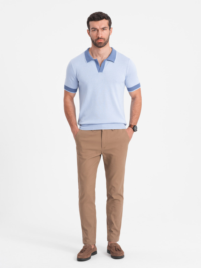 Vyriškos SLIM FIT chino kelnės - šviesiai rudos spalvos V2 OM-PACP-0186