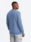 Men's mélange sweatshirt with embroidered logo - indigo V4 OM-SSNZ-0163