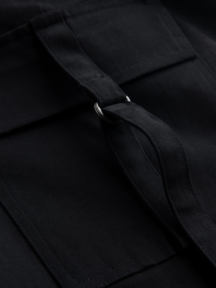 Pantaloni cargo STRAIGHT LEG pentru bărbați cu buzunare în dungi - negru V4 OM-PACG-0197