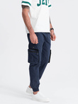 Men's JOGGER pants with zippered cargo pockets - navy blue V5 OM-PAJO-0135