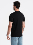 Tricou bărbătesc din bumbac cu inscripții mari - negru V2 OM-TSPT-0193