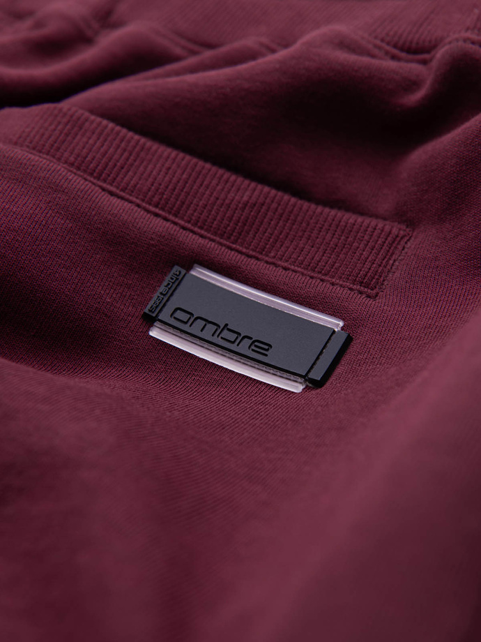 Men's pre-knee BASIC sweat shorts - maroon V3 OM-SRBS-0149