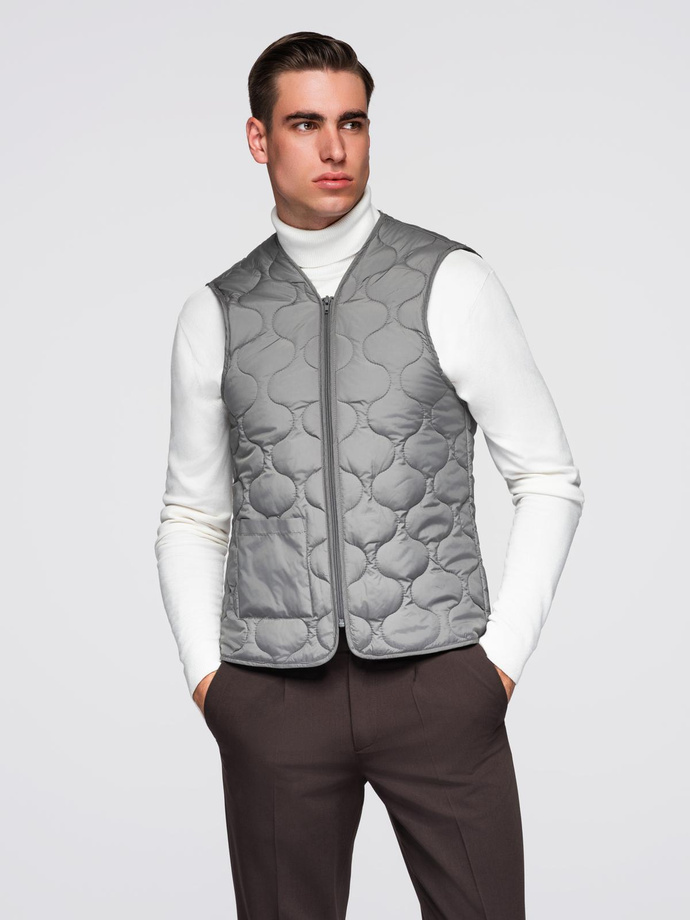 Vyriškas ilgas vienspalvis paltas su apykakle ir apatiniu sluoksniu - juodas V1 OM-COWC-0135