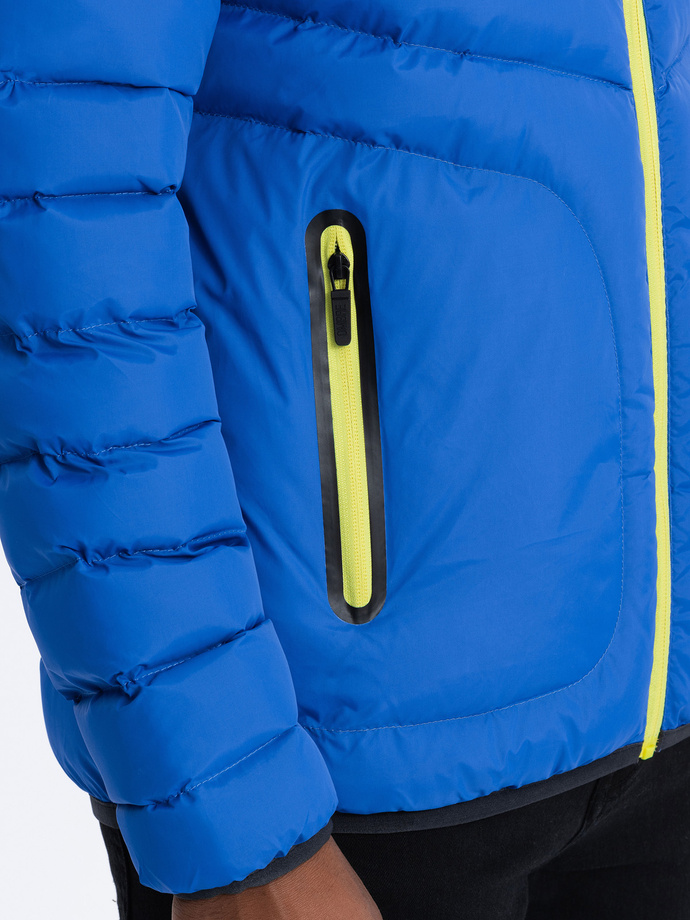 Men's quilted sports jacket - blue V4 OM-JALP-0118