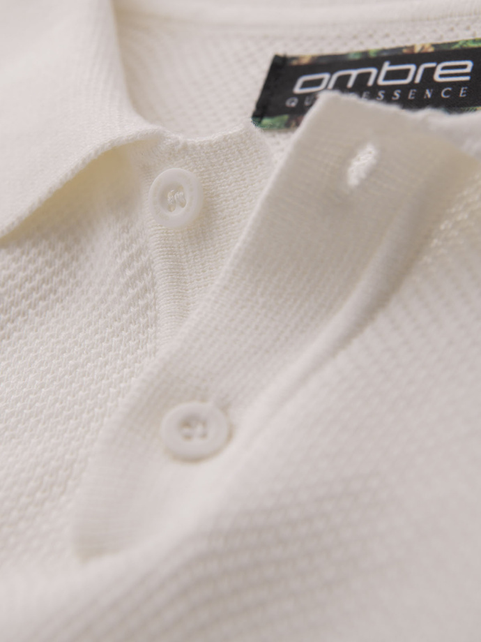 Tricou polo structurat pentru bărbați - maro deschis V3 OM-POSS-0117