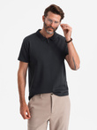 Tricou polo pentru bărbați cu guler cu fermoar - negru V8 OM-POSS-0132