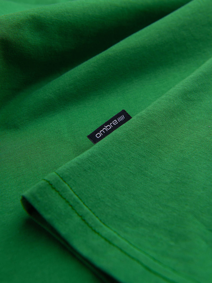 Tricou clasic din bumbac pentru bărbați BASIC - verde V20 OM-TSBS-0146