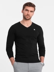 Vyriškų SLIM FIT ilgų rankovių rinkinys su V formos iškirpte ir logotipu 2 vnt. - baltos/juodos spalvos mišinys V2 Z103