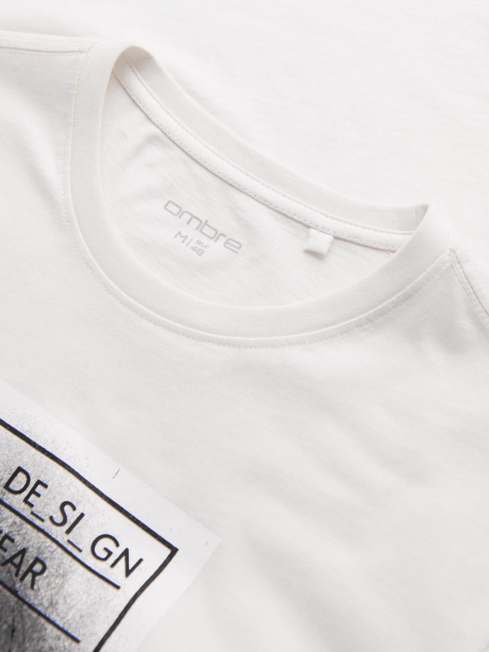 Cămașă bărbătească din bumbac cu craniu - alb V2 OM-TSPT-0200