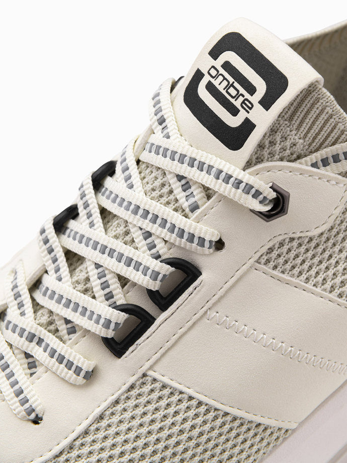 Adidași slip-on pentru bărbați din material structurat - nisip V1 OM-FOSL-0154