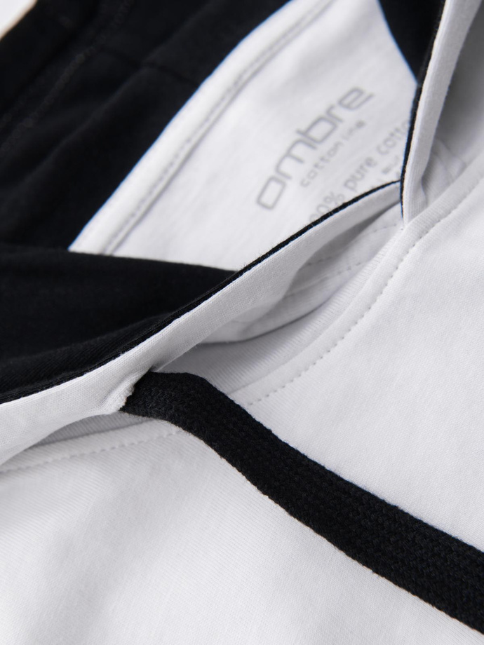 Pánské bavlněné tričko s kapucí - bílé V1 OM-TSCT-0256