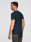 Tricou V-NECK pentru bărbați cu elastan - albastru marin V2 OM-TSCT-0106