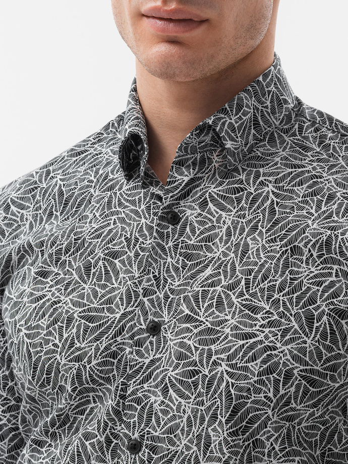 Men's shirt with long sleeves - black K608