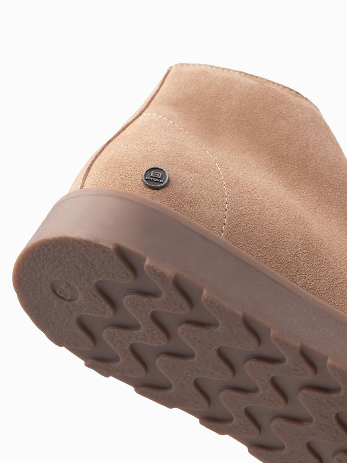 Botine bărbătești din piele întoarsă cu talpă groasă - bej V1 OM-FOCS-0164 