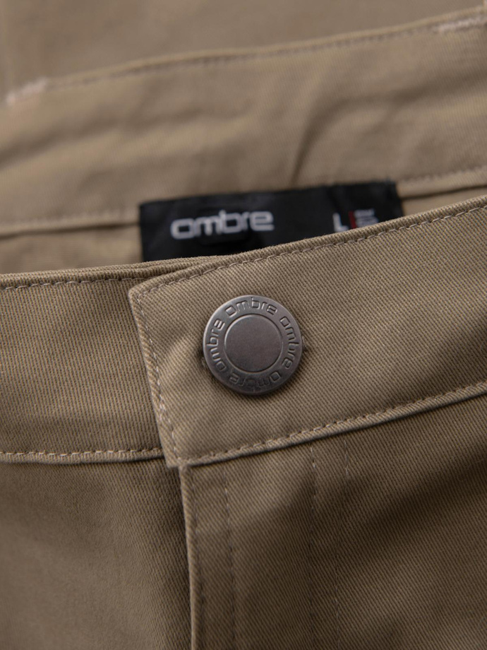 Pantaloni cargo pentru bărbați STRAIGHT LEG cu buzunare cu fermoar - kaki V3 OM-PACG-0204