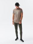 Men's printed t-shirt V-25C- brown S1434