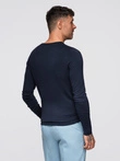 Classic men's sweater with round neckline - navy blue V9 OM-SWBS-0106