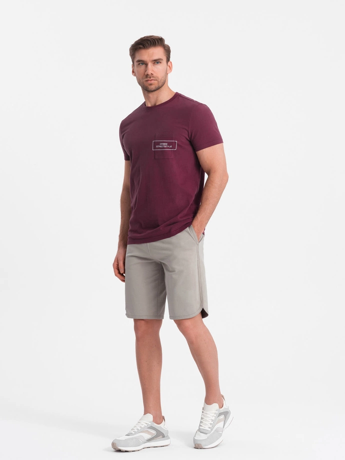 Men's sweat shorts with rounded leg - dark beige V3 OM-SRSK-0105