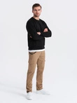 Pantaloni pentru bărbați cu buzunare cargo și tiv la picior - maro cald V2 OM-PACG-0189