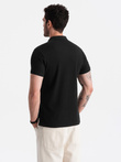 BASIC tricou polo pentru bărbați, tricou piqué monocolor - negru V1 OM-POBS-0100