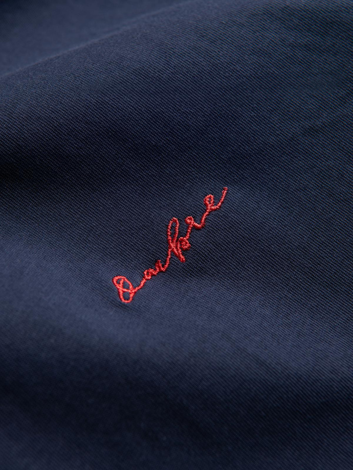 Cămașă bărbătească REGULAR din bumbac tricotat din jerseu simplu - albastru marin V2 OM-SHCS-0138