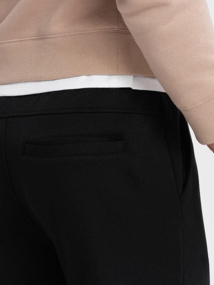 Men's sweatpants with stitching and zipper on leg - black V1 OM-PASK-0147