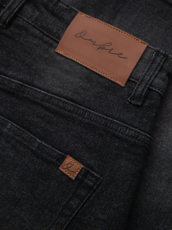 Pantaloni scurți casual pentru bărbați SLIM FIT jacquard knit - albastru marin V1 OM-SRCS-0168