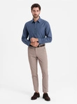 Vyriški medvilniniai REGULAR FIT marškiniai su kišenėmis - mėlyni V3 OM-SHCS-0147