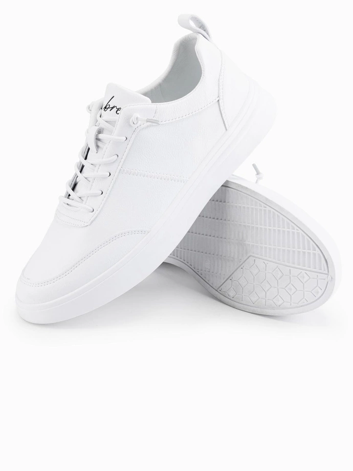 Men's monochromatic sports style shoes with stitching - white V1 OM-FOCS-0159