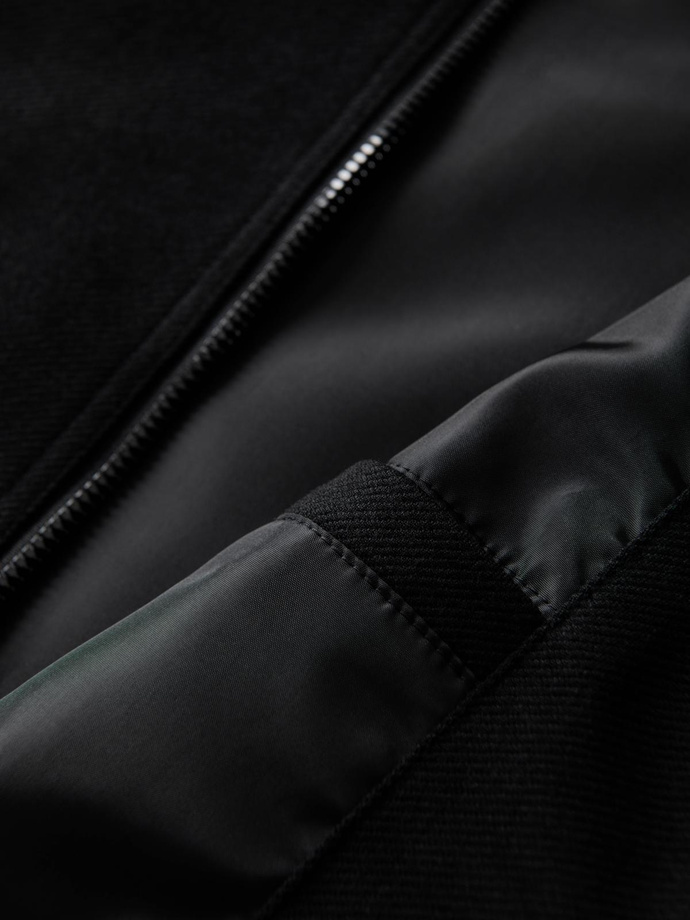 Jachetă bomber cu mâneci raglan pentru bărbați - negru V1 OM-JANP-0159