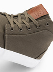 Men's cotton canvas high-top sneakers shoes - olive V4 OM-FOTH-0156