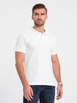 Tricou polo bărbătesc din tricot piqué - alb V4 S1374