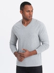 Men's unprinted longsleeve with a crew neckline - grey melange V7 OM-LSBL-0108