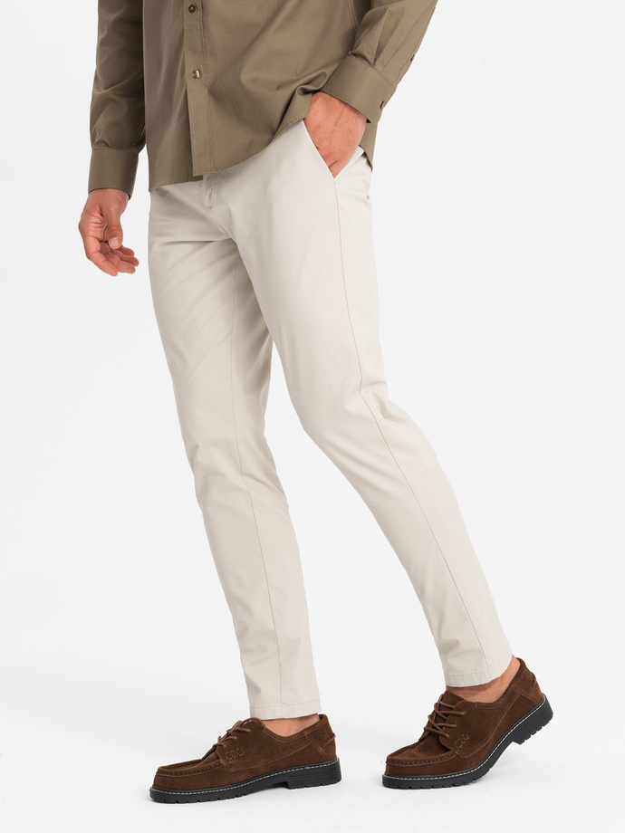 Pánske nohavice REGULAR FIT chino - béžové V2 OM-PACP-0183