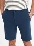 Vyriški SLIM FIT šortai iš struktūrinio trikotažo - tamsiai mėlyni V1 OM-SRCS-0169