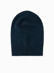Men's cotton knit winter beanie hat - navy blue V4 OM-ACWH-0124