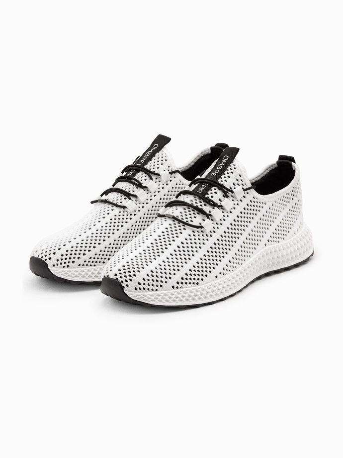 Men's mesh slip-on sneakers shoes - white V7 OM-FOKS-0117