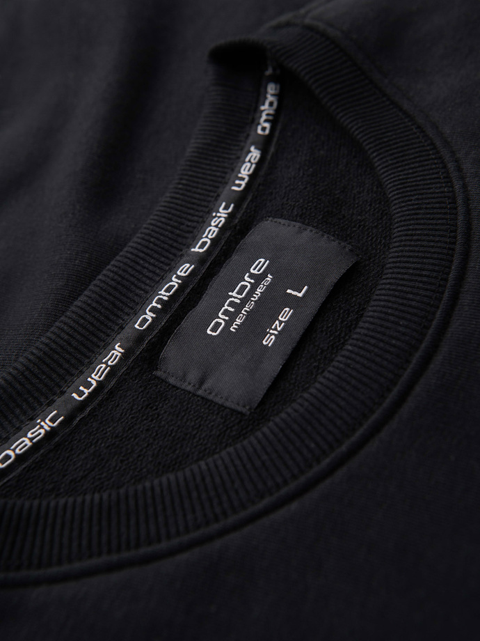 Men's printed sweatshirt worn over the head - black V3 OM-SSPS-0156